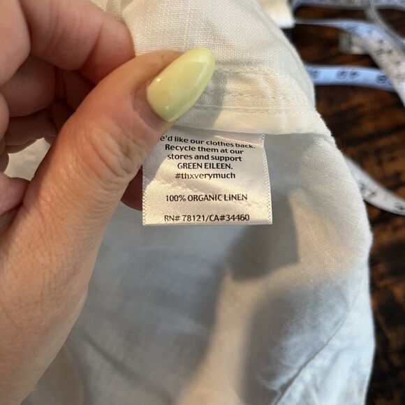 Eileen Fisher White Organic Linen Jacket Snaps Medium Oversized Lagenlook - Picture 10 of 10